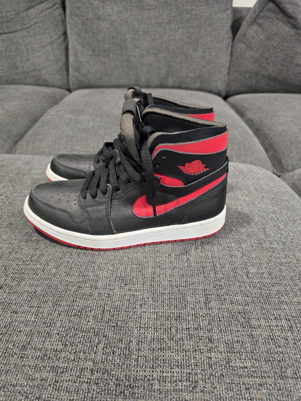 Jordan Women's High-Top Sneakers in Black and Red Accent